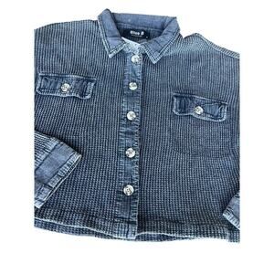 Blue B waffle button down weathered look black/gray jacket, women's S
